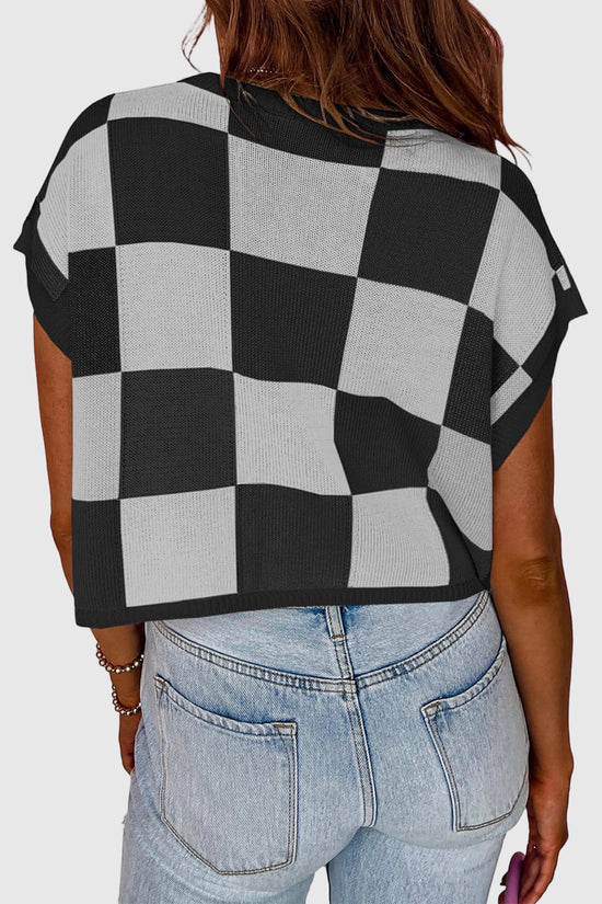 Sleeveless Checkered Sweater Vest