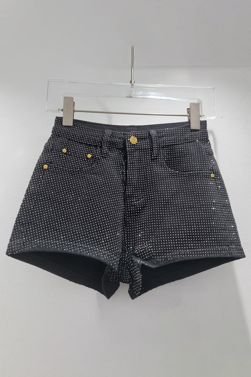 Studded Denim Shorts