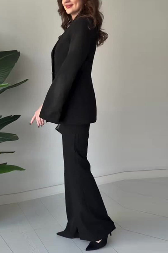 Elegant Buttoned Blazer and Pants Set