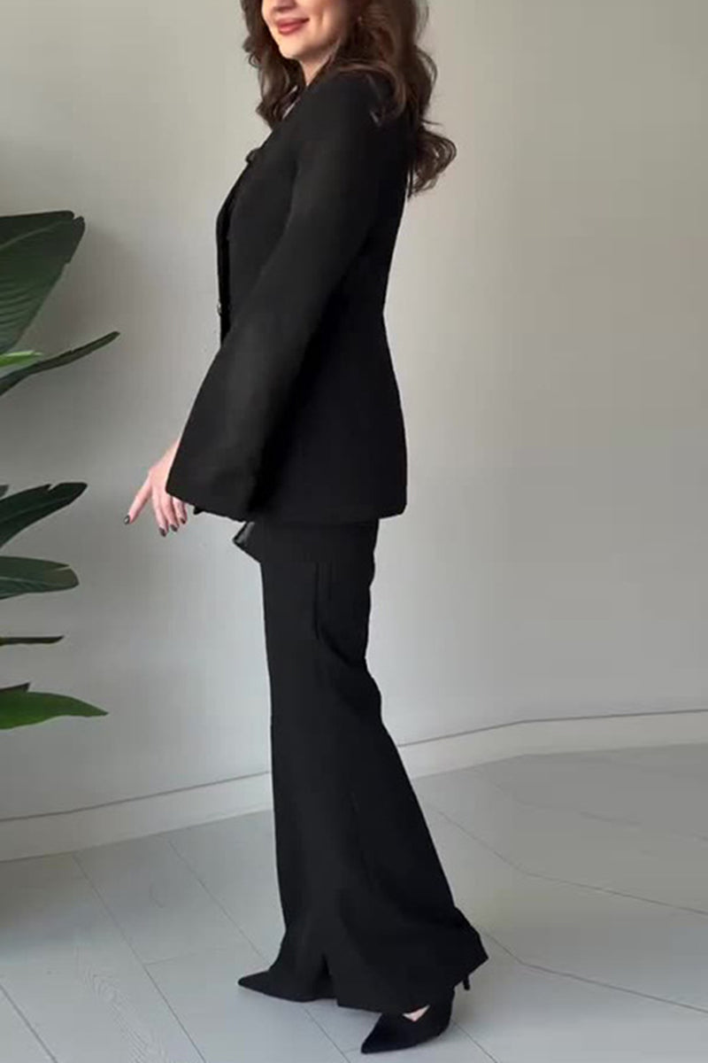 Elegant Buttoned Blazer and Pants Set