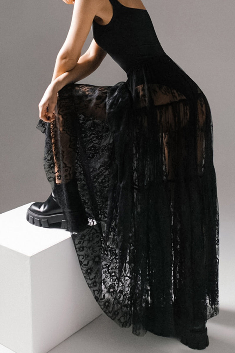 Elegant Lace Midi Skirt