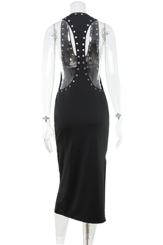 Studded Sleeveless Midi Dress