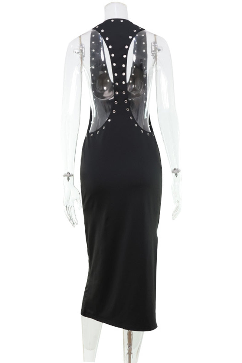 Studded Sleeveless Midi Dress