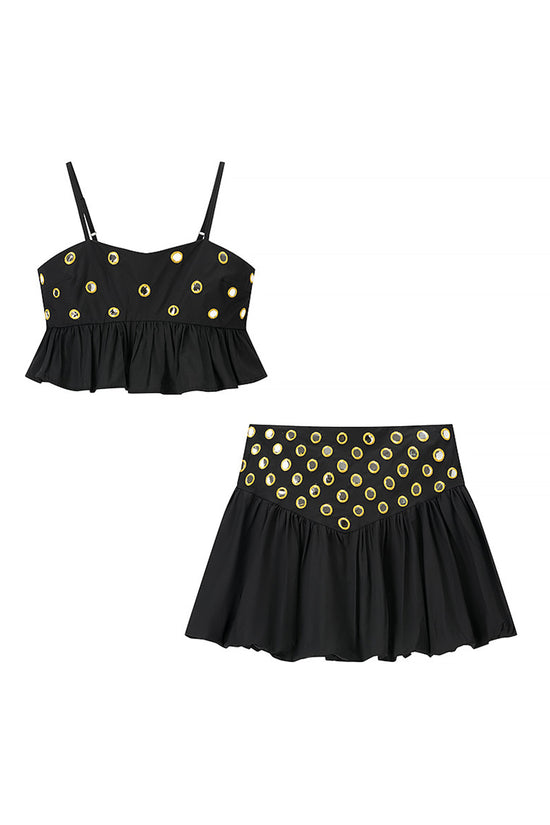 Grommet Ruffle Skirt Set