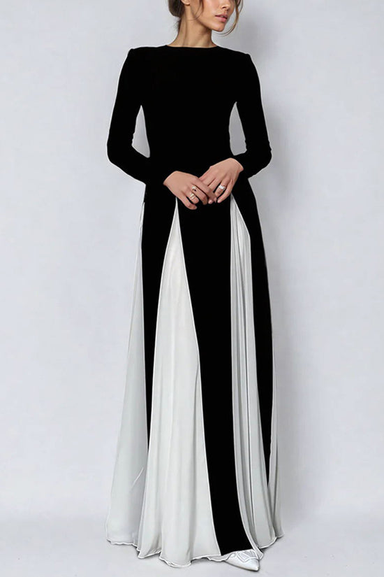 Elegant Long Sleeve A-Line Maxi Dress