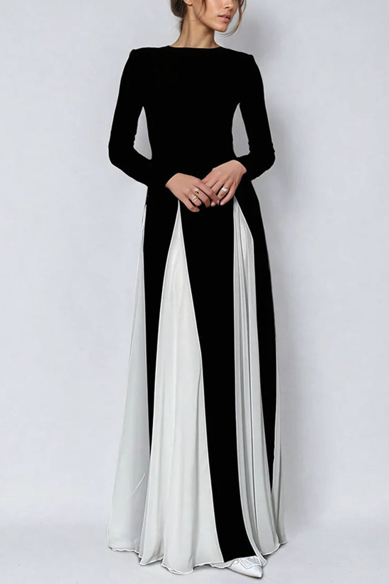 Elegant Long Sleeve A-Line Maxi Dress