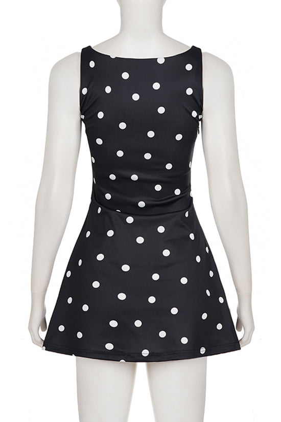 Polka Dot Sleeveless A-Line Dress