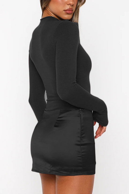Long Sleeve Mock Neck Bodycon Dress