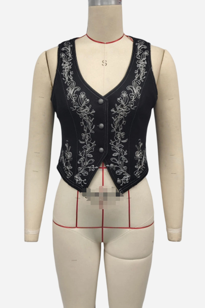 Print Button-Up Vest