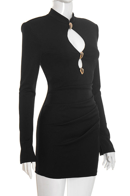 Elegant Cutout High Neck Bodycon Dress