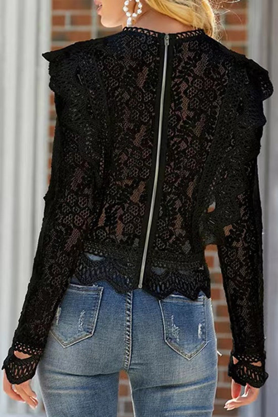 Elegant Ruffled Lace Blouse
