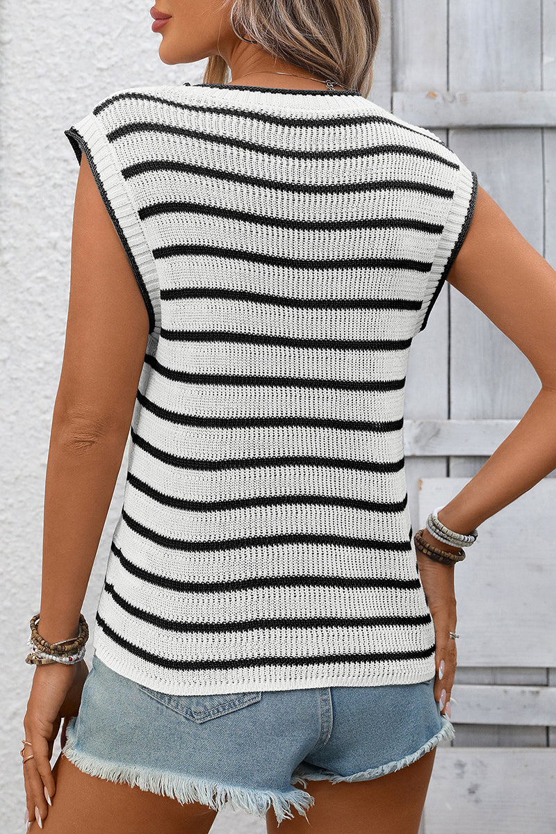 Striped Sleeveless Sweater Vest