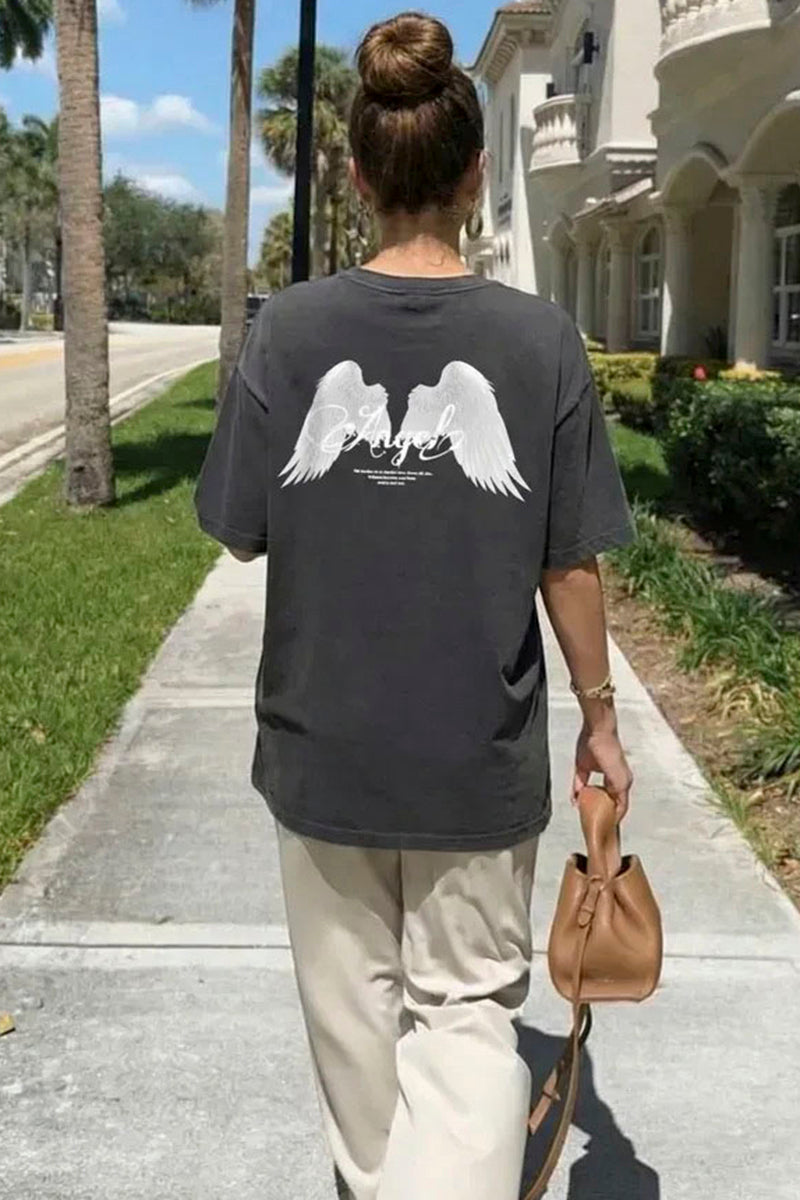 Wing Print Oversized T-Shirt