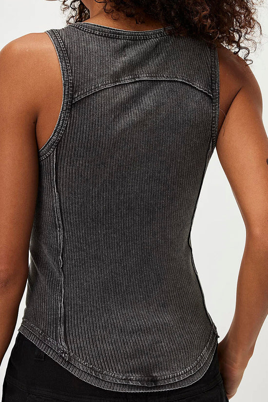 Buckled Ribbed Sleeveless Tank Top