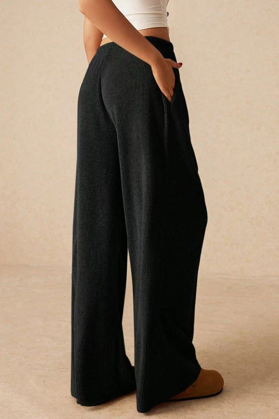 Comfy Ribbed Drawstring Casual Pants