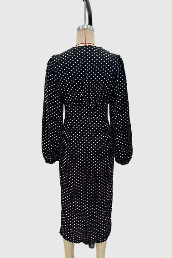 Polka Dot Long Sleeve Casual Dress