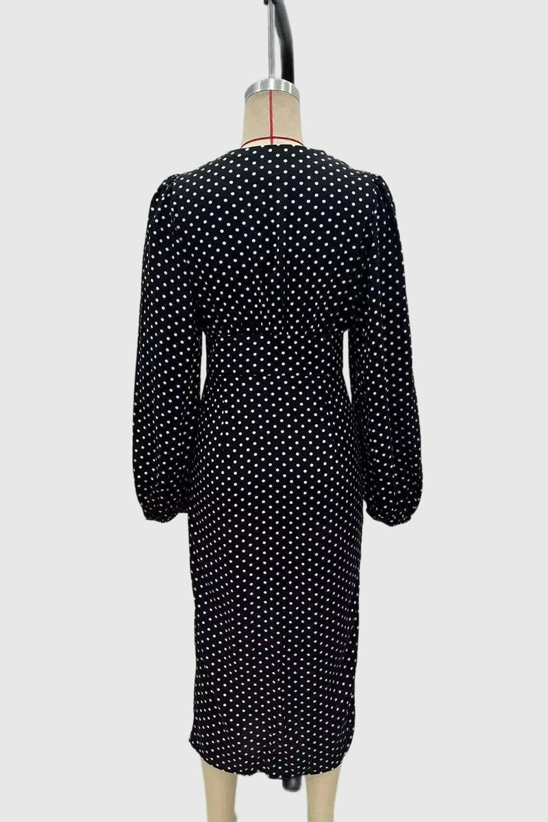 Polka Dot Long Sleeve Casual Dress