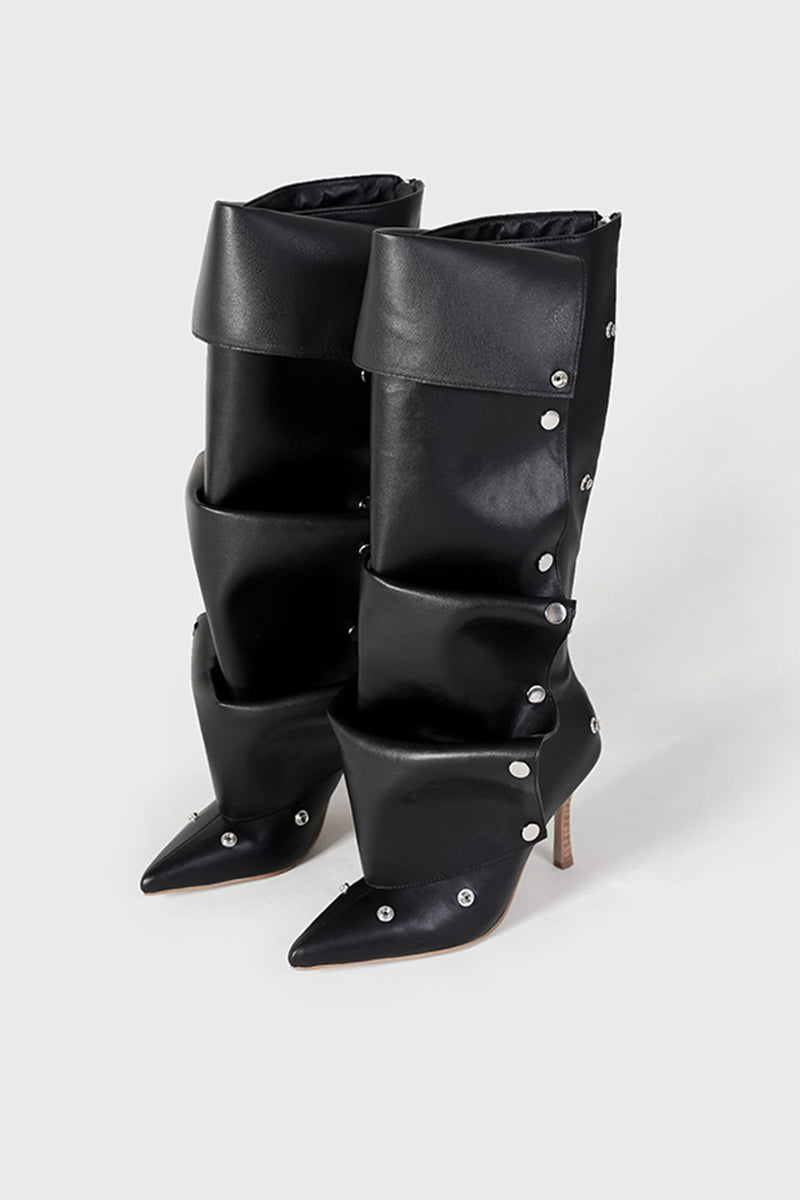 Chic Ruffled High-Heel Boots