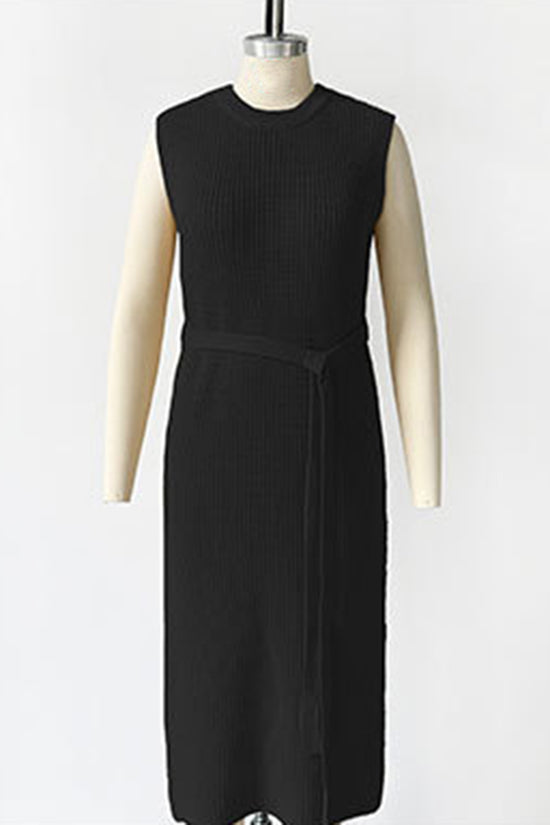 Sleeveless Knit Tie-Waist Casual Dress