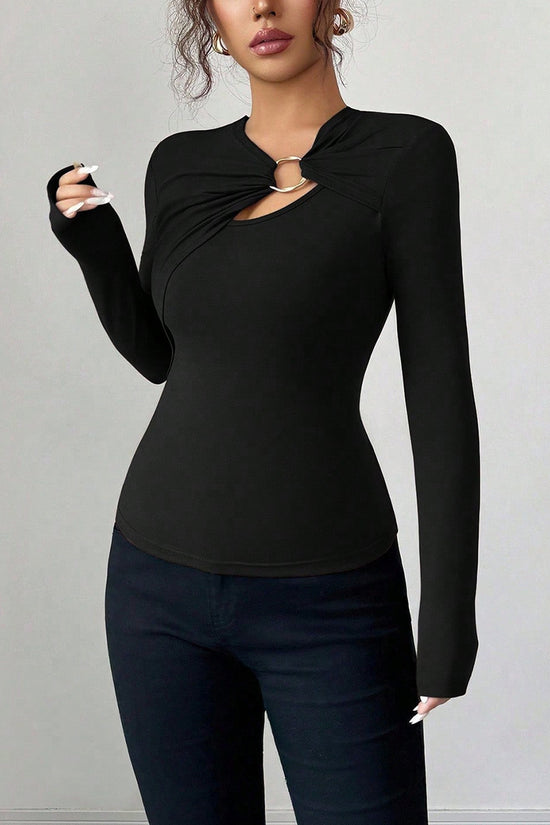 Ring Detail Long Sleeve Top