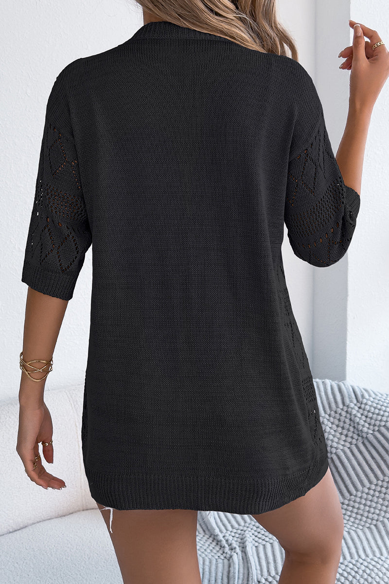 Diamond Knit Open Front Cardigan