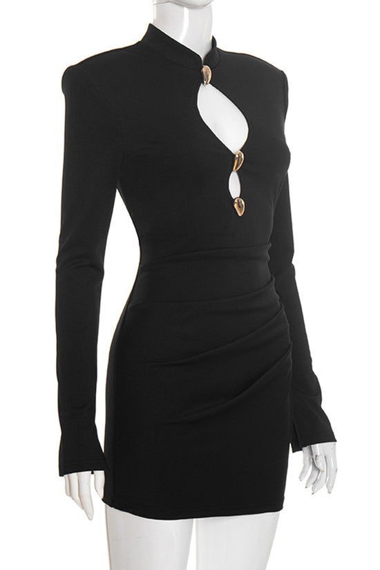 Keyhole Detail Long Sleeve Bodycon Dress