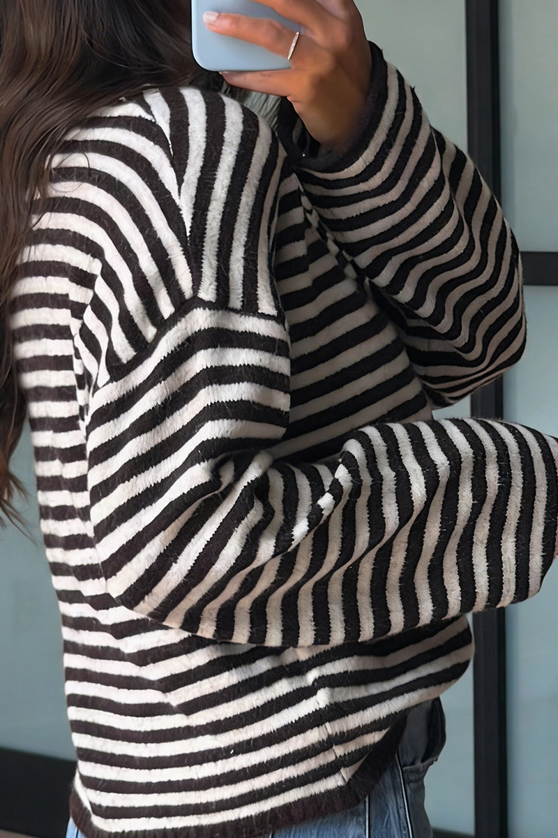 Striped Button-Up Sweater