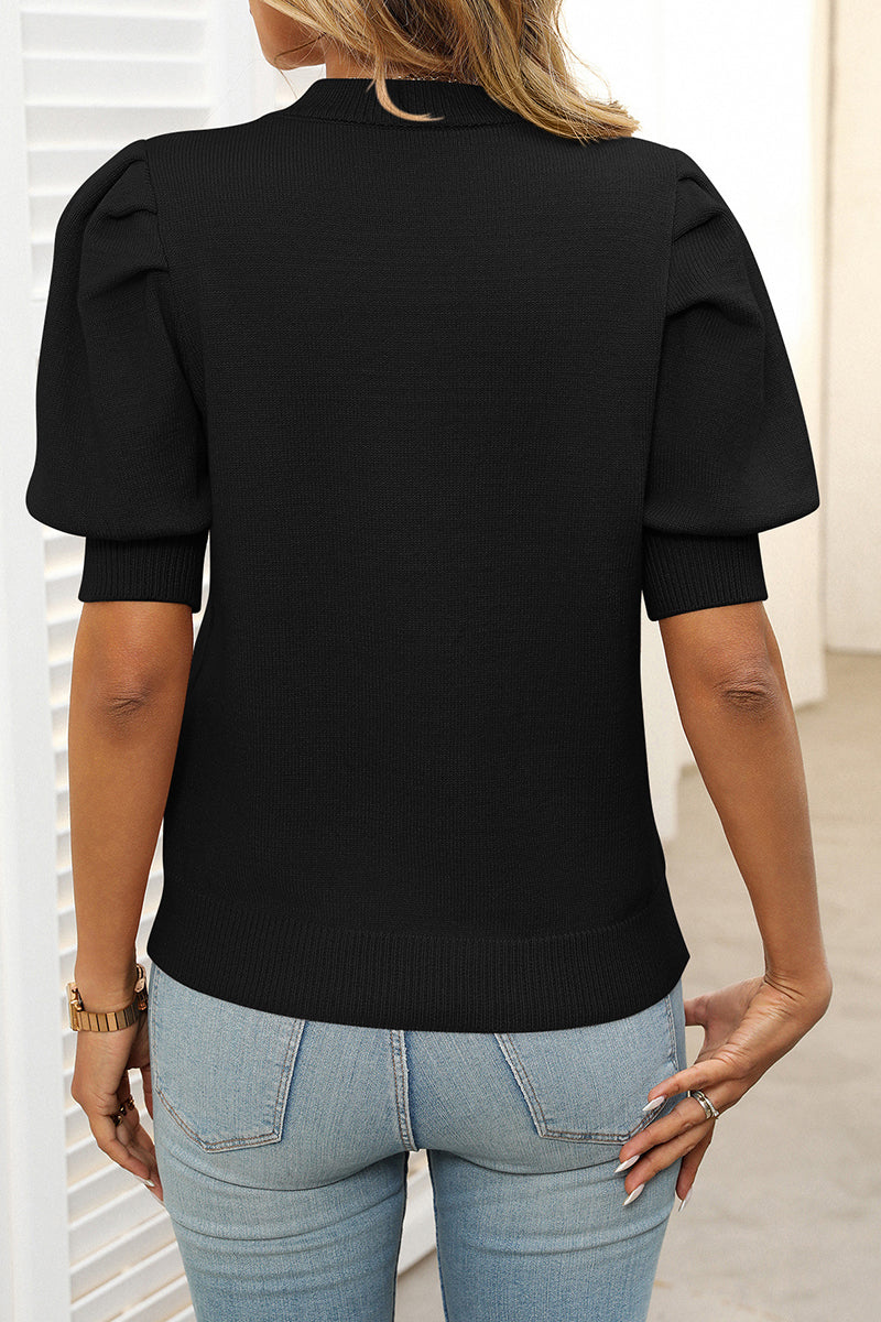 Puff Sleeve Crewneck Sweater