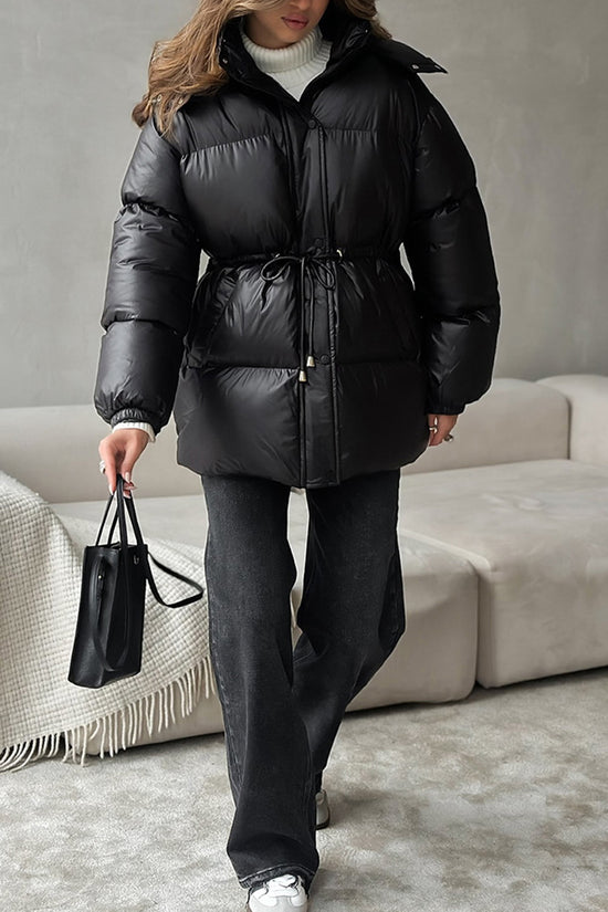 Sleek Belted Puffer Coat