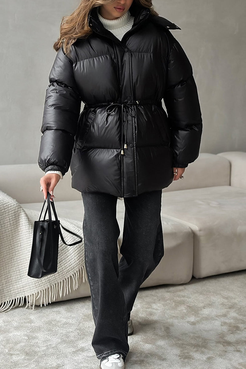 Sleek Belted Puffer Coat