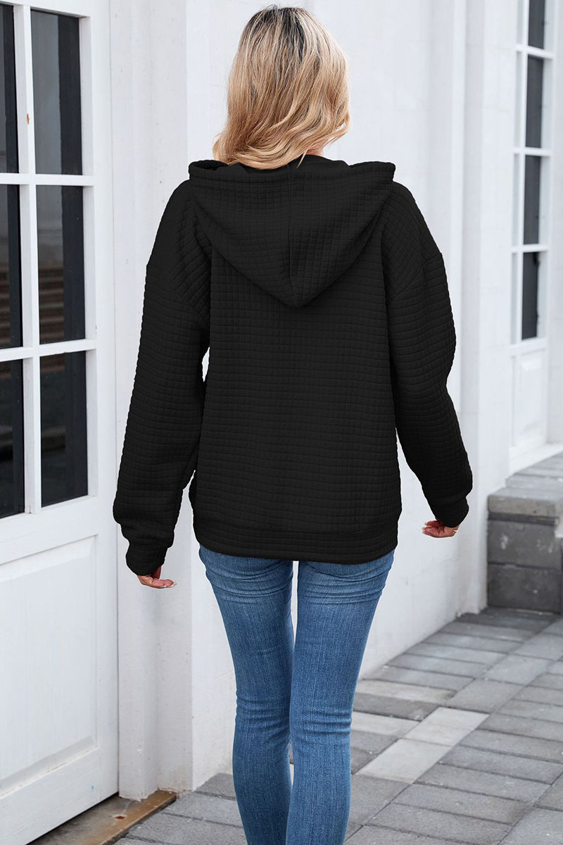 Textured Casual Hoodie with Pocket