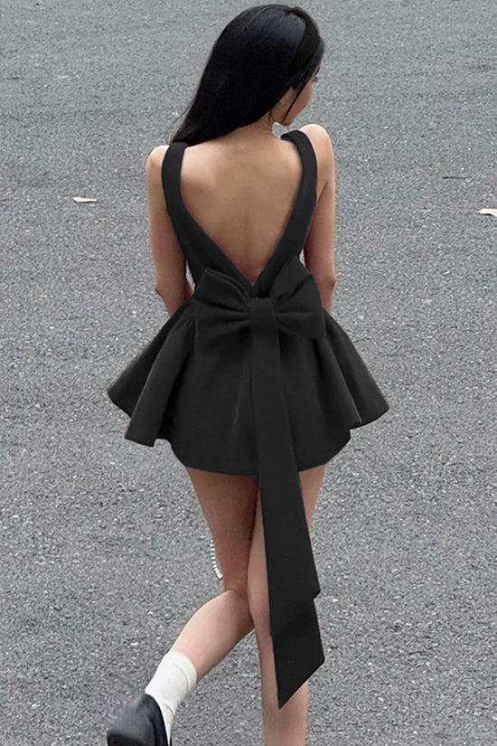 Square Neck Bowknot Casual Dress