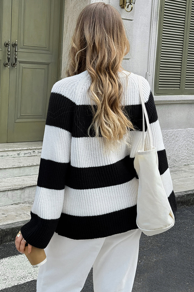 Striped Long Sleeve Crew Neck Sweater