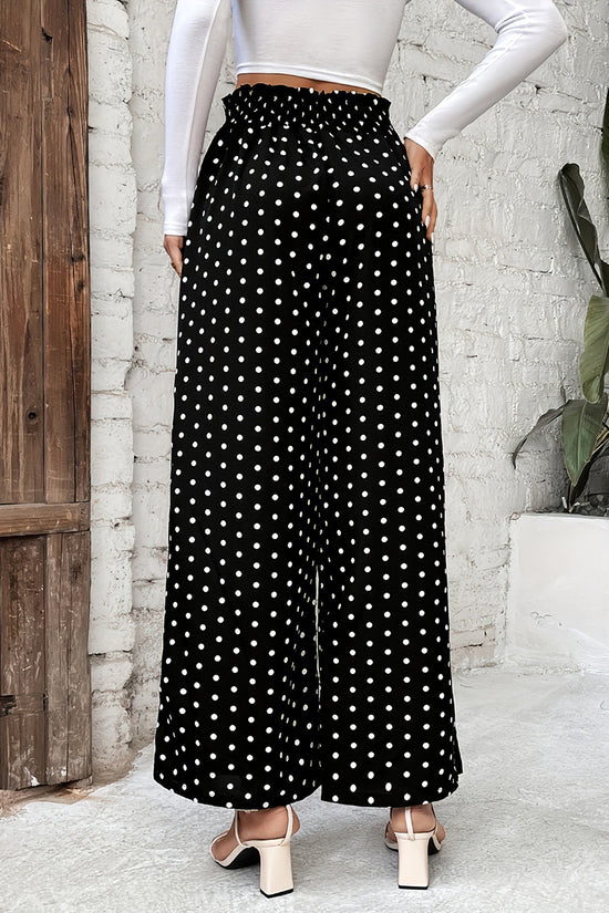Polka Dot Wide-Leg Casual Pants