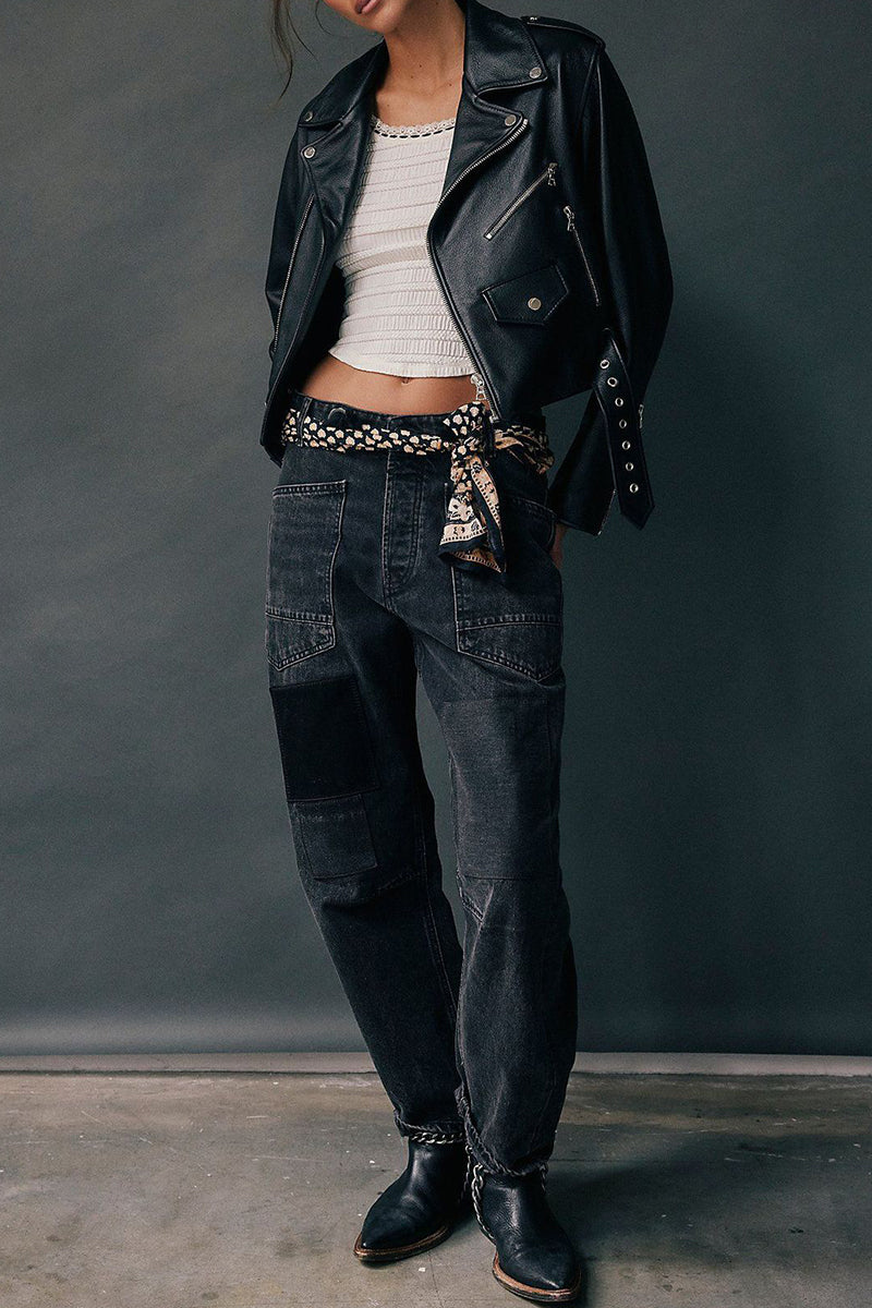 Edgy Straight-Leg Denim with Pockets