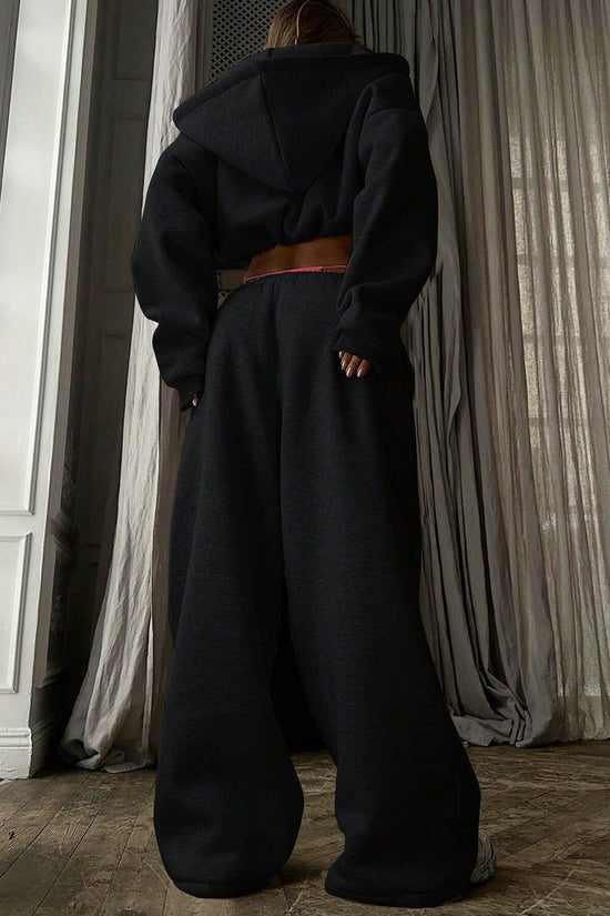 Cozy Cropped Hoodie and Sweatpants Set