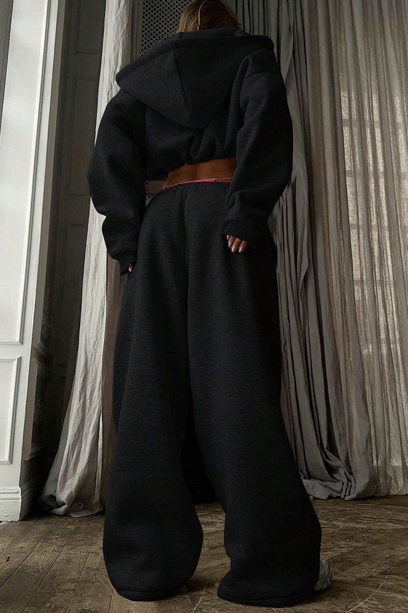 Cozy Cropped Hoodie and Sweatpants Set