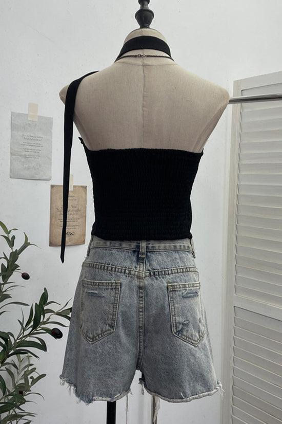 Button-Up Halter Neck Tank Top