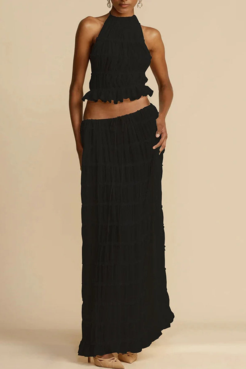Elegant Halter Skirt Set