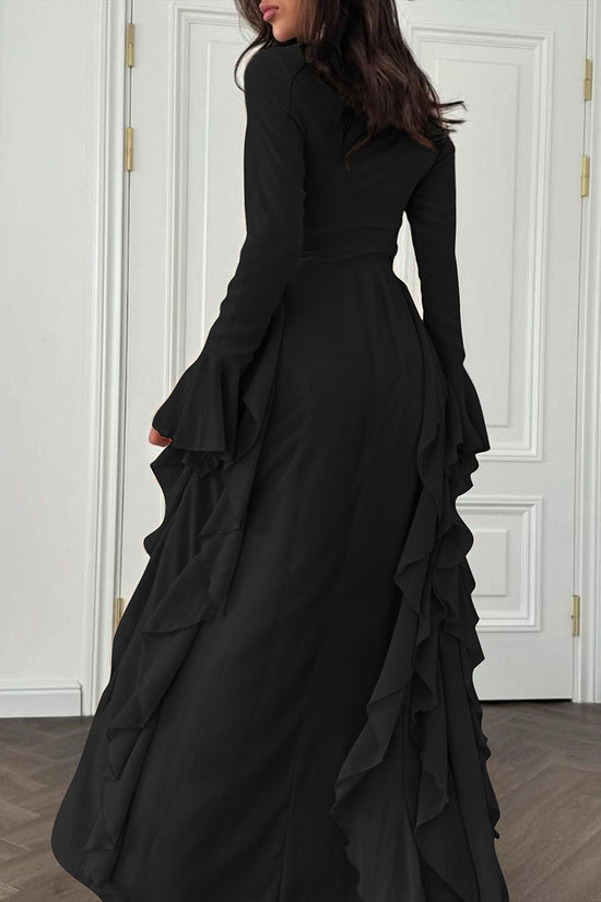 Elegant Flared Sleeve Maxi Dress