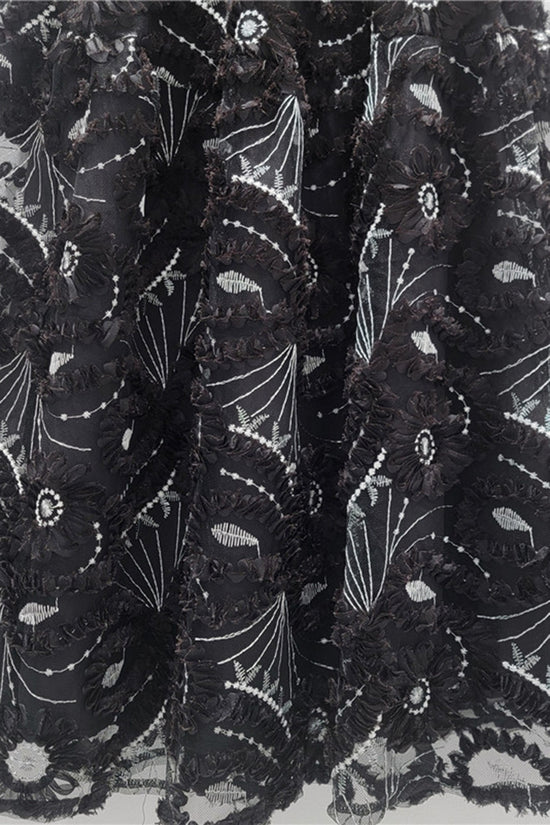 Floral Appliqué Midi Skirt