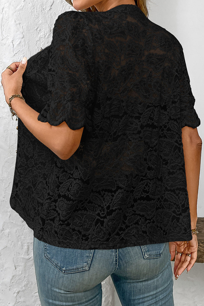 Elegant Button-Up Lace Shirt