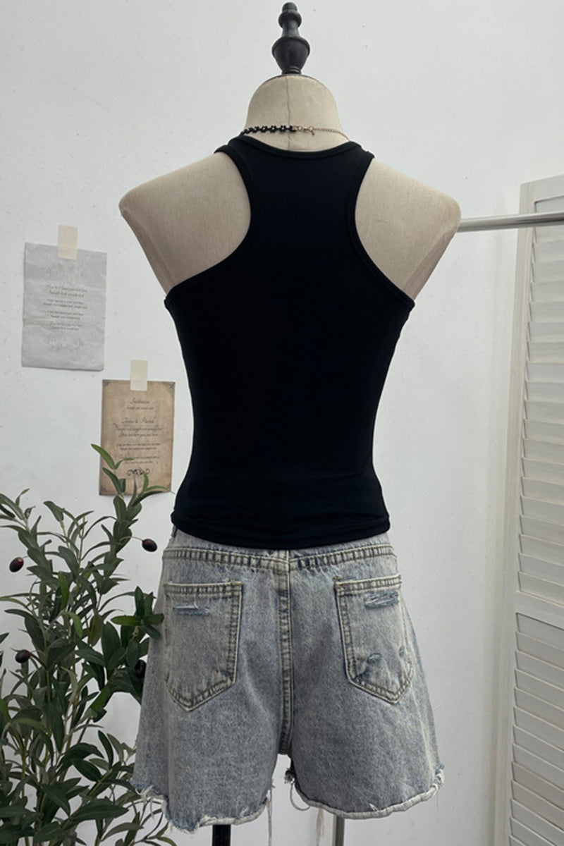 Edgy Zipper Detail Tank Top