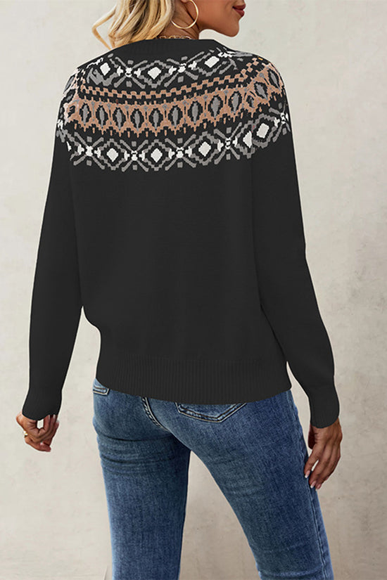 Geometric Pattern Long Sleeve Sweater