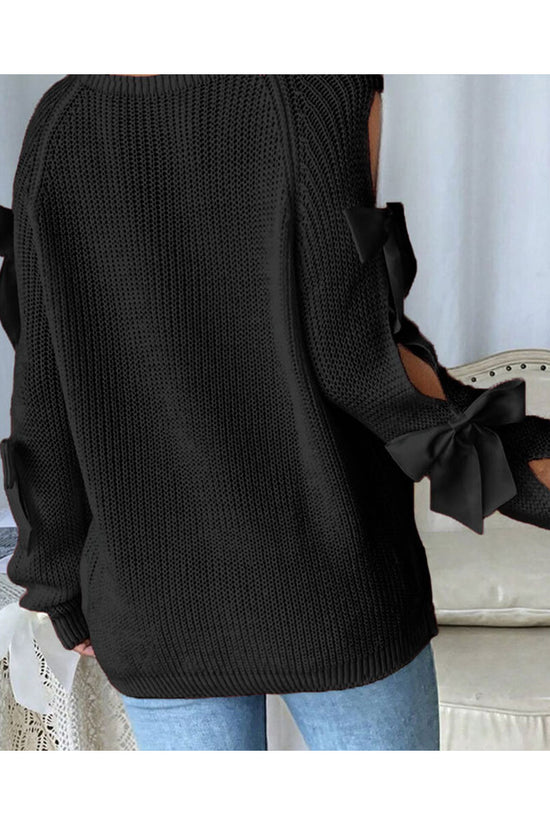 Elegant Bow-Detail Sweater with Cutouts