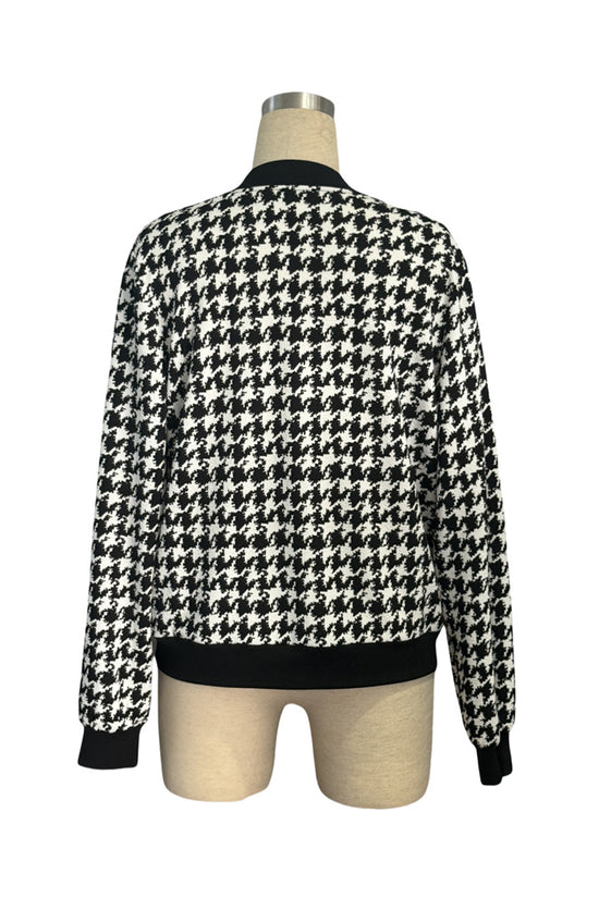 Houndstooth Pattern Zip Jacket