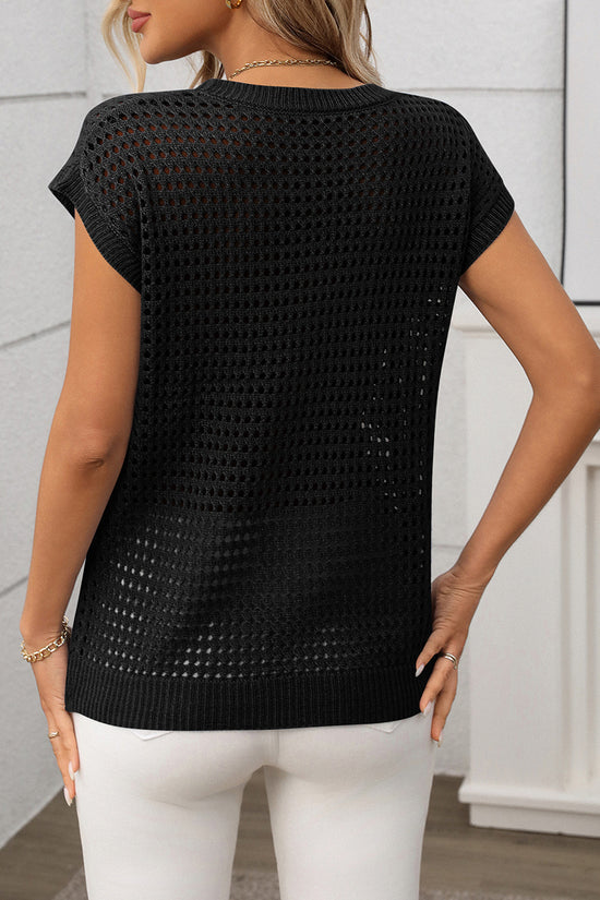 Sleeveless Open-Knit Sweater Vest