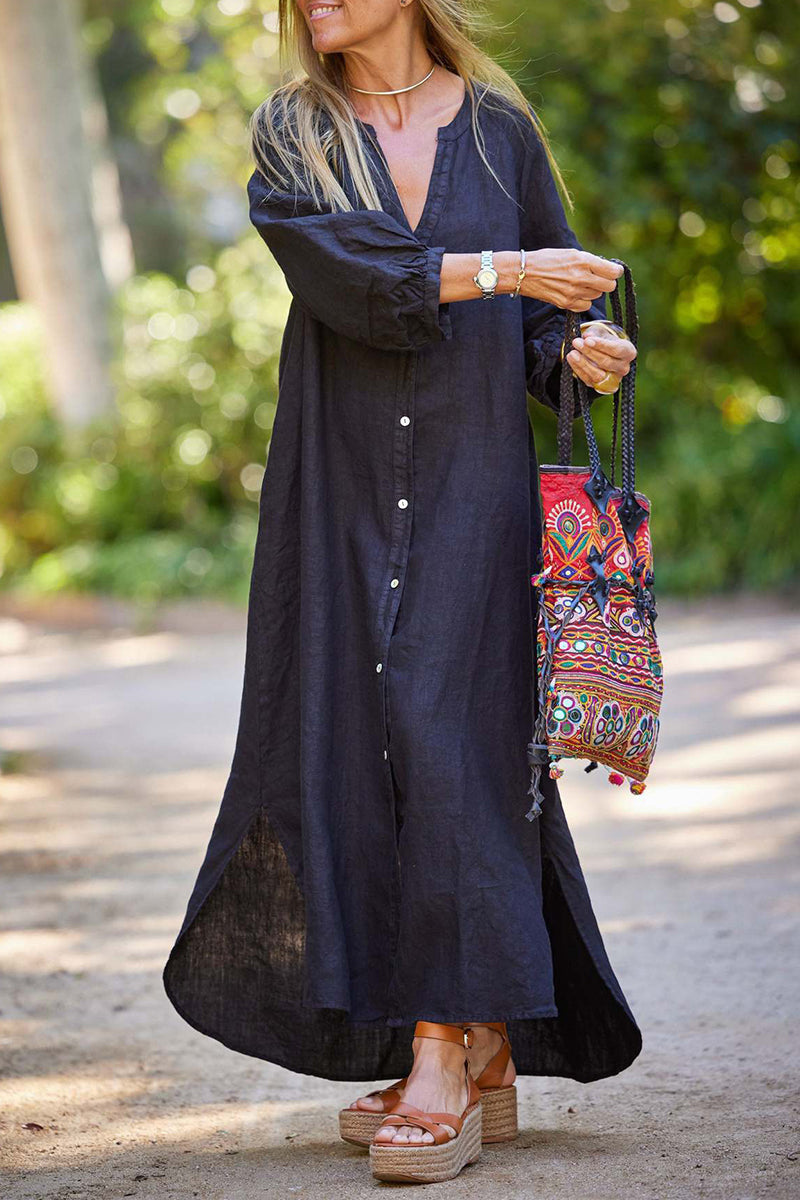 Button-Down Long Sleeve Casual Dress