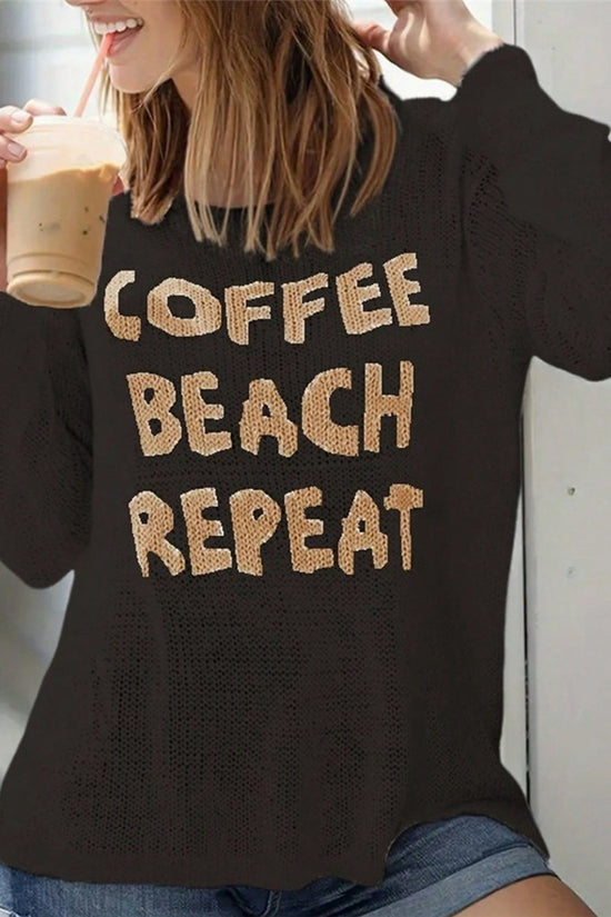 Coffee Beach Repeat Knit Sweater