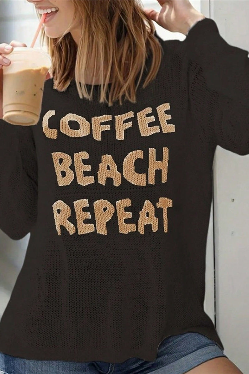 Coffee Beach Repeat Knit Sweater